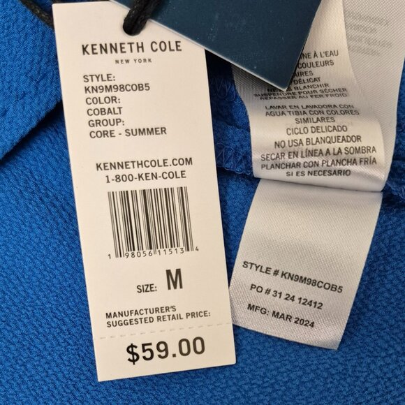Kenneth Cole NY Techni-Cole Relaxed Fit Textured Woven Shirt Mens M Cobalt - NWT - Picture 11 of 11